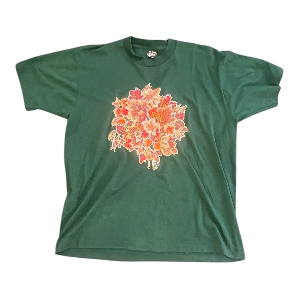 Best fruit Of The Loom VTG WOMENS T SHIRT AUTUMN STAMP DESIGN SZ L MADE IN USA